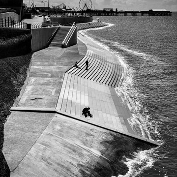 Blackpool beach and promenade .