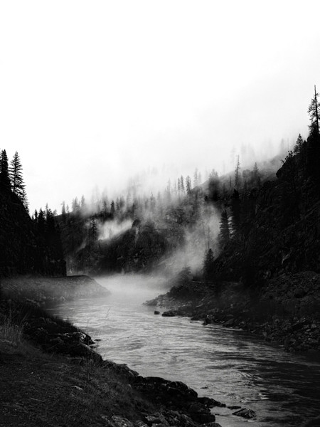 Corina Balan — A river winds through a veil of rising mist, where forested cliffs fade into quiet mystery.