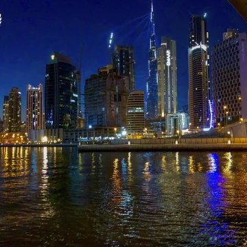 This was shot under the business bay bridge in Dubai right after the sunset during the blue hours. The Dubai Skyline looked amazing and the LED laser light show on the Burj Khalifa was the highlight of the evening. 