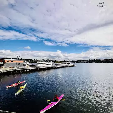 “Calm seas, not-so-calm colors.” Lake Union, Seattle.