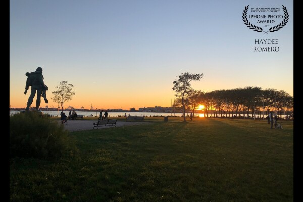 This is a wonderful walk to catch the sunset on an Autumn evening. I took this picture near the Second World War Liberation Monument, in Liberty State Park in Jersey City.