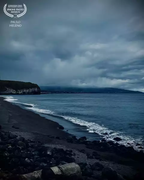 In a cloudy day, the beach at Ribeira Grande, Azores, get a special light, that inspires us, in the...