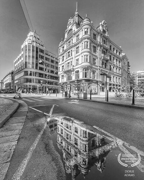 I was exploring the 1st district in Paris just outside the Tuileries Garden.  There was a puddle on...