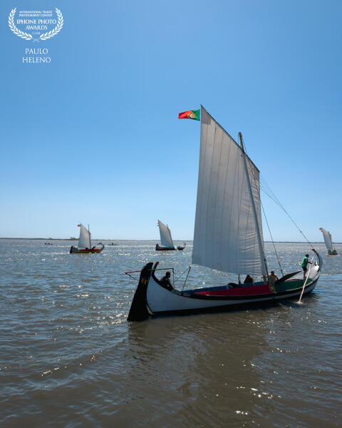 Traditional “Moliceiro” boat, typical from the region of Aveiro/Murtosa, in Portugal.