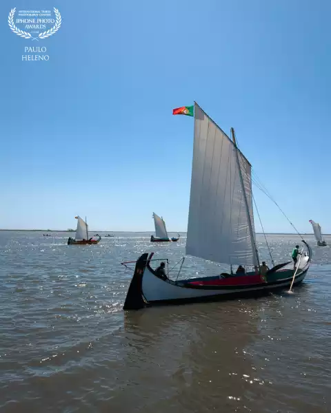 Traditional “Moliceiro” boat, typical from the region of Aveiro/Murtosa, in Portugal.