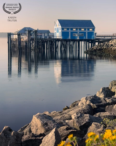 Sidney, British Columbia, is a beautiful small town on Vancouver Island, Canada. This is the  iconic fish Market where the fresh fish of the day is sold but you have to be early as they sell out every day! I took this photo early in the morning with long exposure.