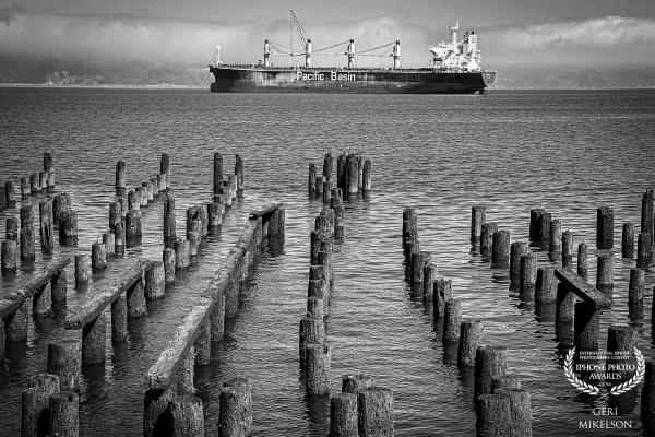 Astoria, Oregon - where the Columbia River meets the Pacific Ocean. Walking along the river walk one morning.