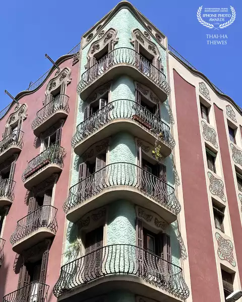 A beautiful building in Vila de Gràcia, a neighborhood in the Gràcia district of Barcelona, Catalunya, Spain.