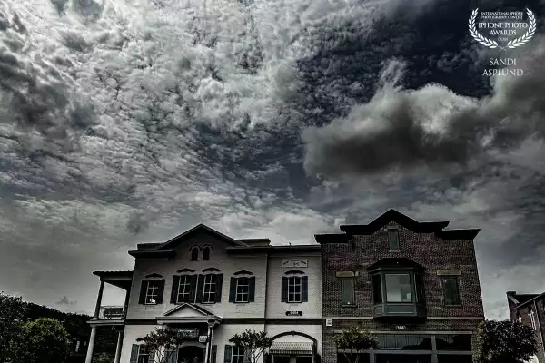 Storm clouds brewing at Cambridge Square in Ooltewah, Tennessee.