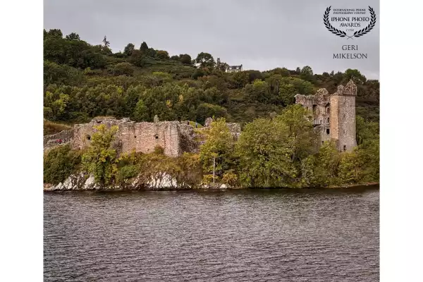 The ruins of Urquhart Castle sits next to the Loch Ness in the Highlands of Scotland.