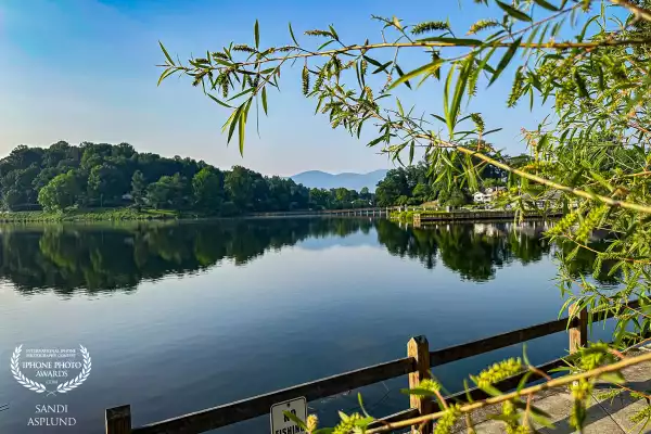 A view of the Blue Ridge mountains from Lake Junaluska, North, Carolina.