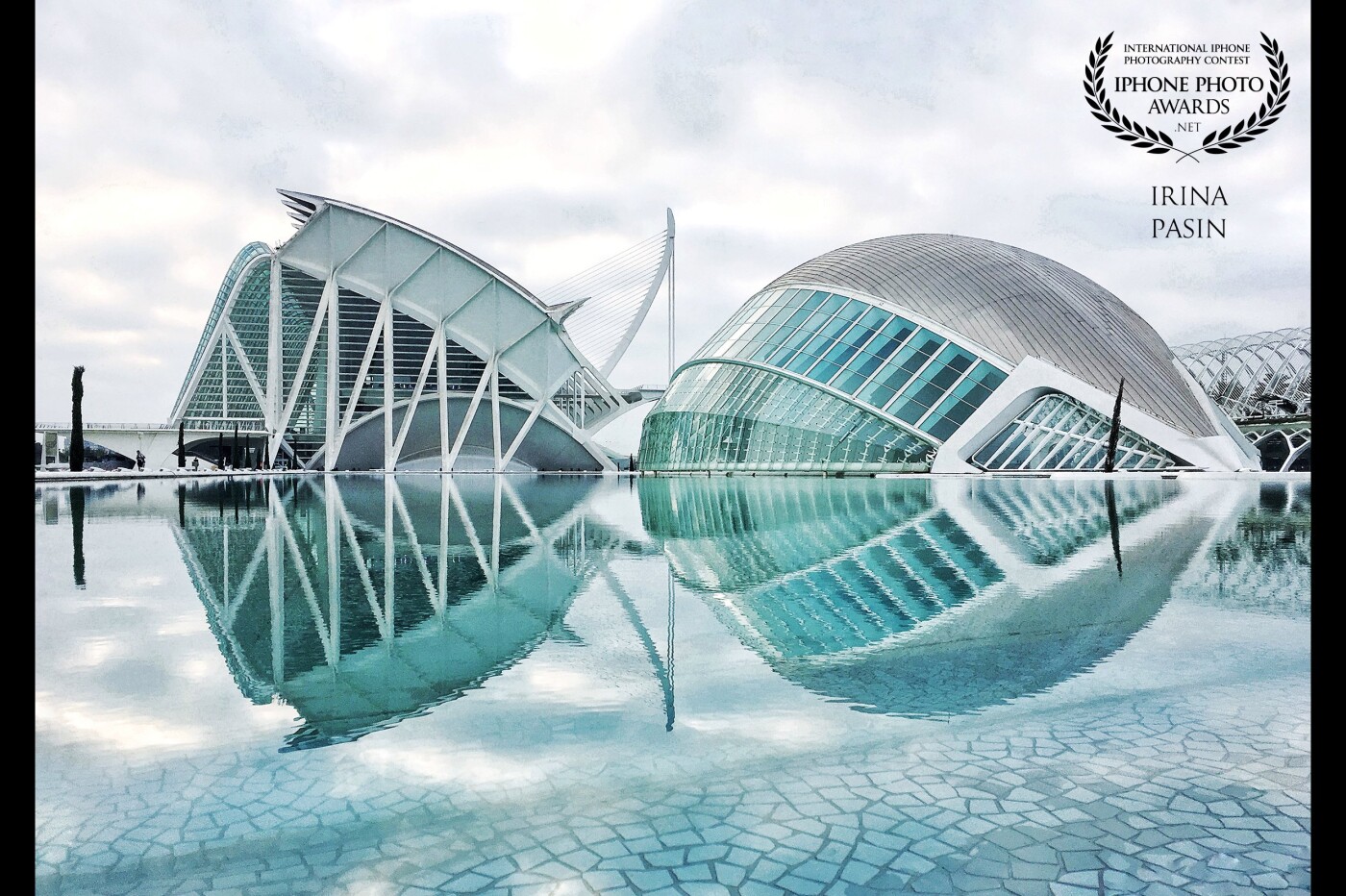 The stunning modern architecture of Valencia reflected for perfect symmetry. If you visit Valencia, allocate at least a day to spend around these buildings. 