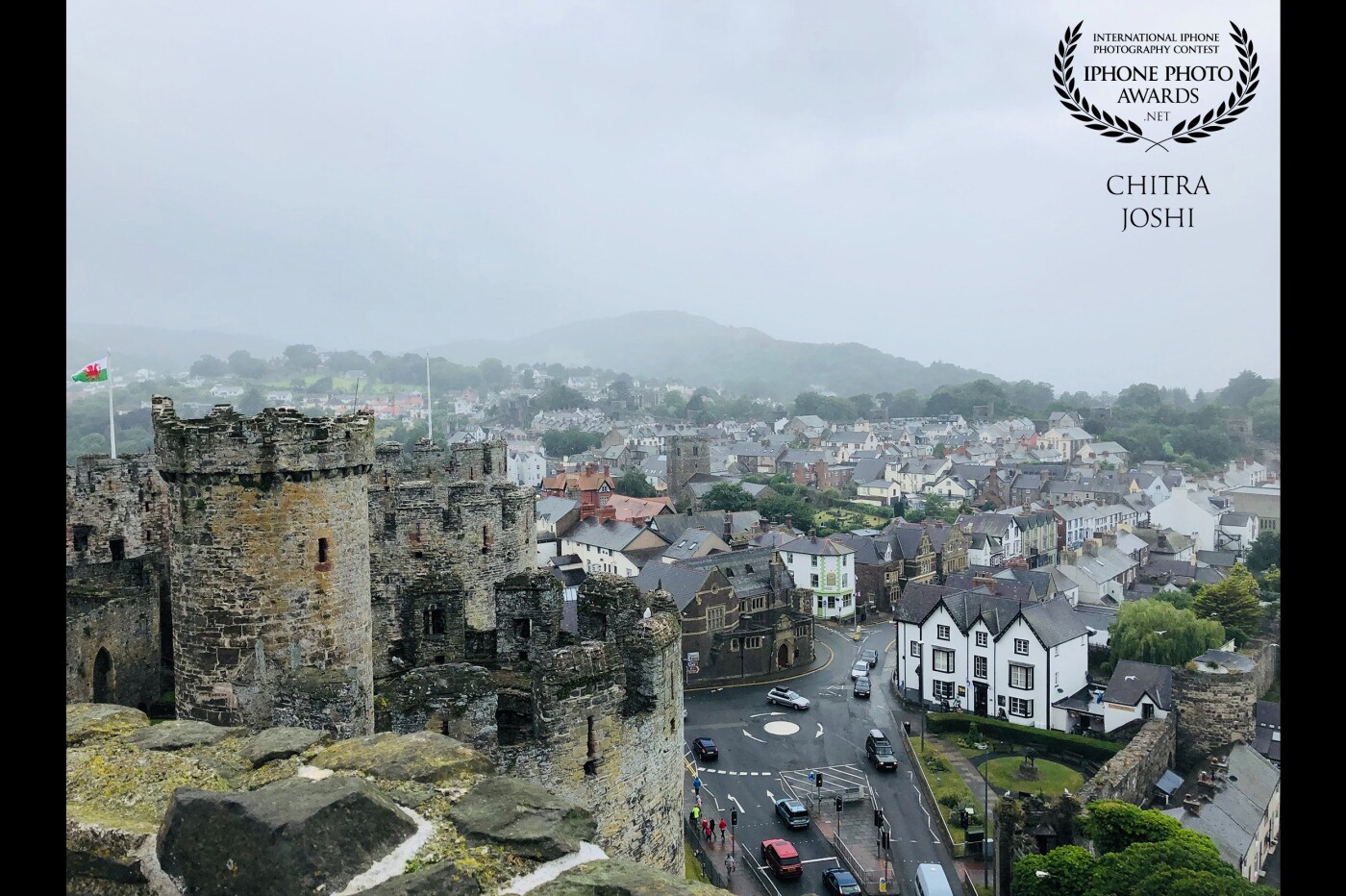 This view was captured from the Conwy Castle overlooking the pretty town of Conwy located in North Coast of Wales, United Kingdom. 