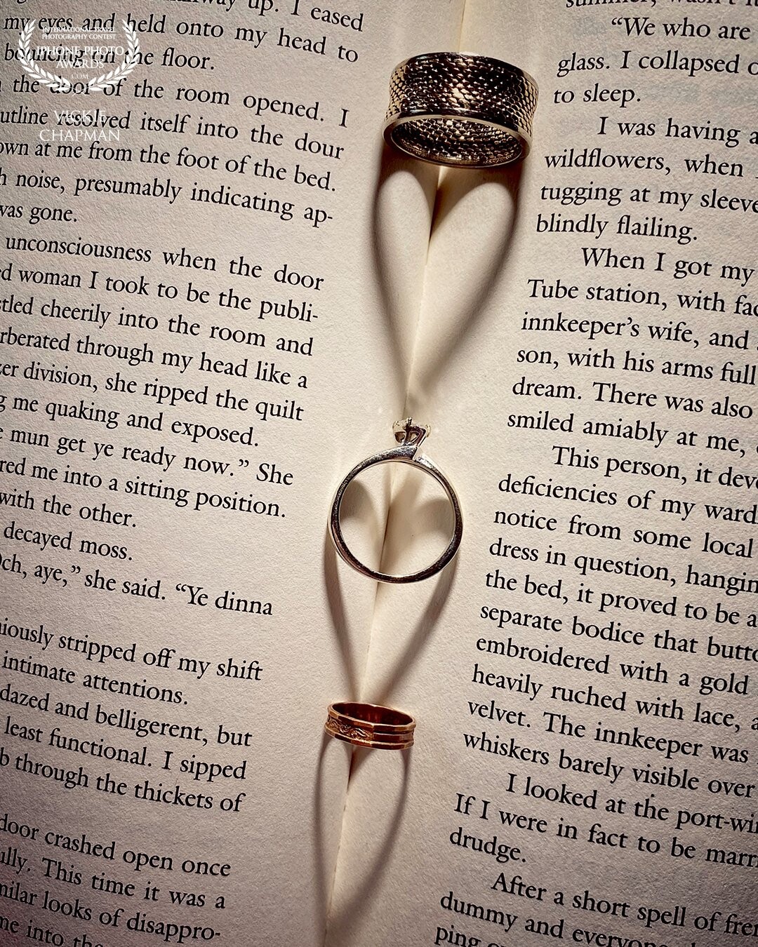 This is a variation on the traditional ring shot showing beautiful heart shadows. I have added a small babies ring to complete a family portrait of sorts.