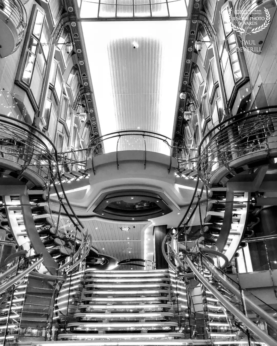On holiday a cruise this was a staircase on the ship. Looked nothing in colour but great in Black and White!