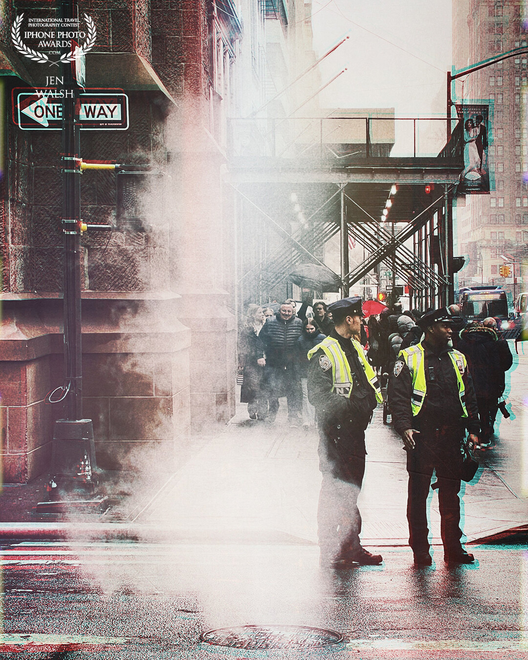 It was a misty New Year’s Eve morning in New York City and steam came from every manhole. These were just two of the thousand of officers who kept Manhattan safe in anticipation of the ball drop that evening.