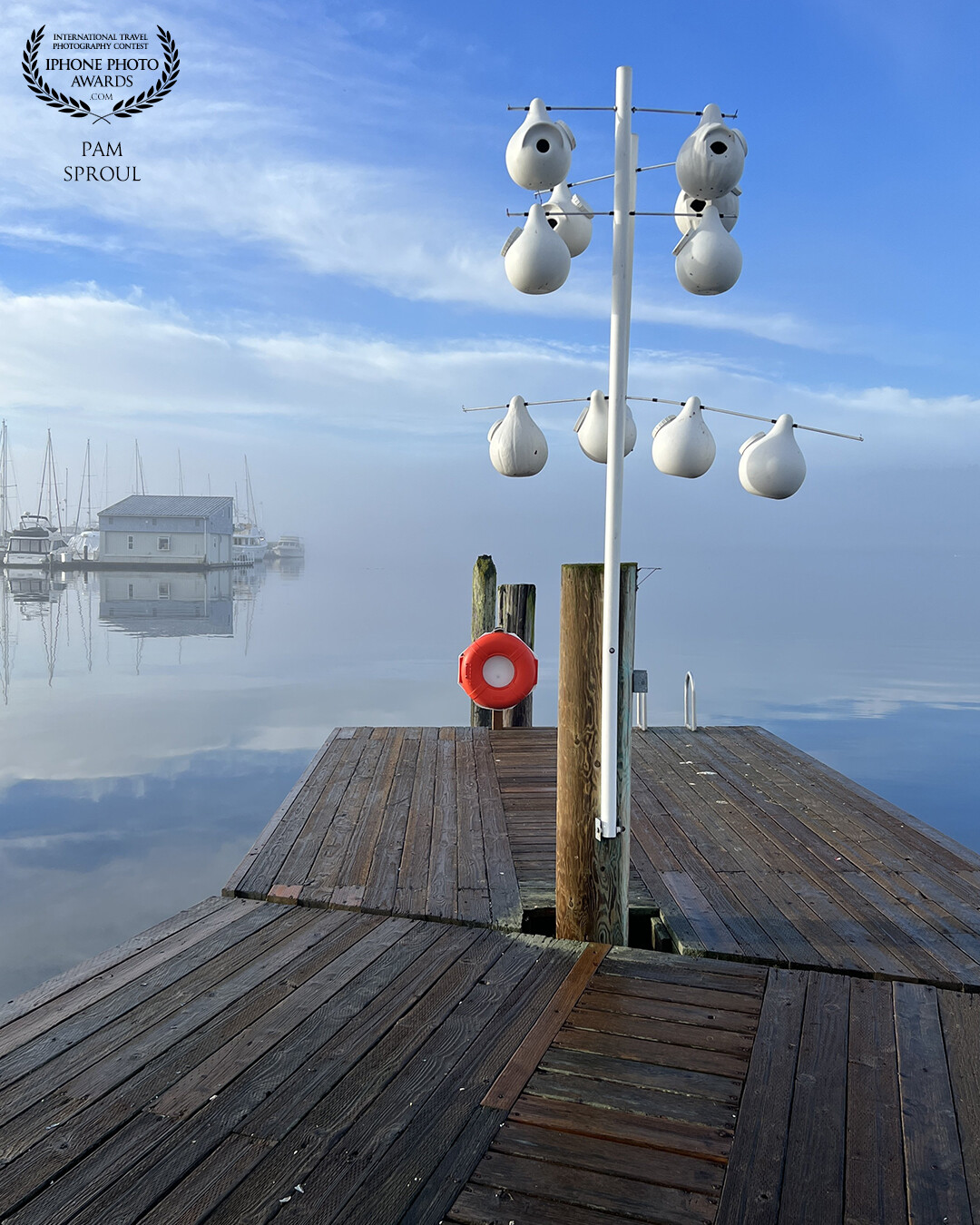 As the morning mist started lifting <br />
this image struck me for the clarity of the close-up shot and the ghosting of the houseboat in the distance <br />
<br />
"Oyster park misted view"-2023