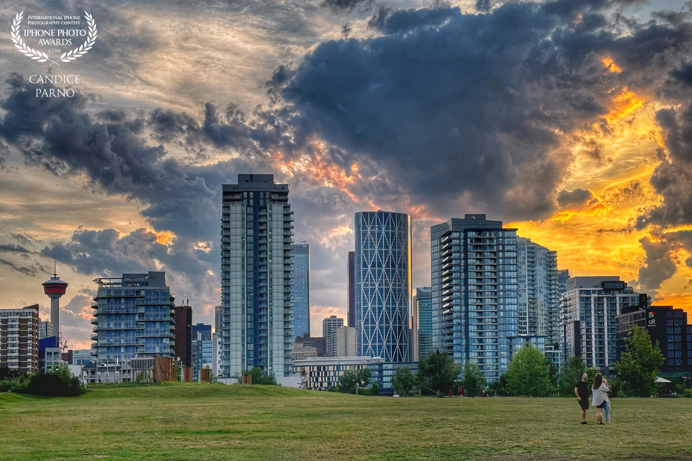 Calgary, Canada downtown skyline with one of our gorgeous, after a summer storm, sunsets.