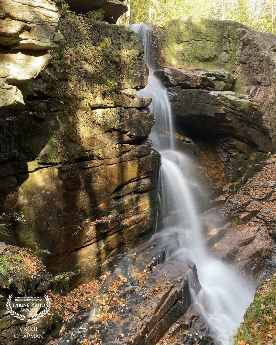 This is one of the beautiful waterfalls in Franconia Notch State Park, Maine, USA. I couldn’t resist a beautiful long exposure shot to give it a dreamy look.