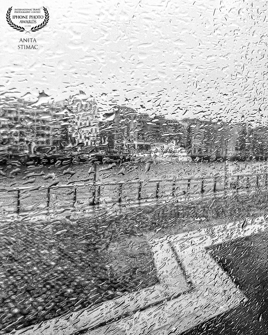 Looking out the window of a bus in Dublin, the rain painted a unique portrait of the city.