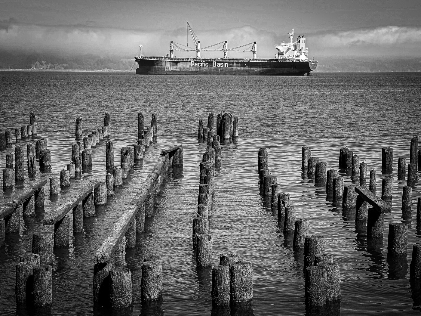 Astoria, Oregon - where the Columbia River meets the Pacific Ocean. Walking along the river walk one...