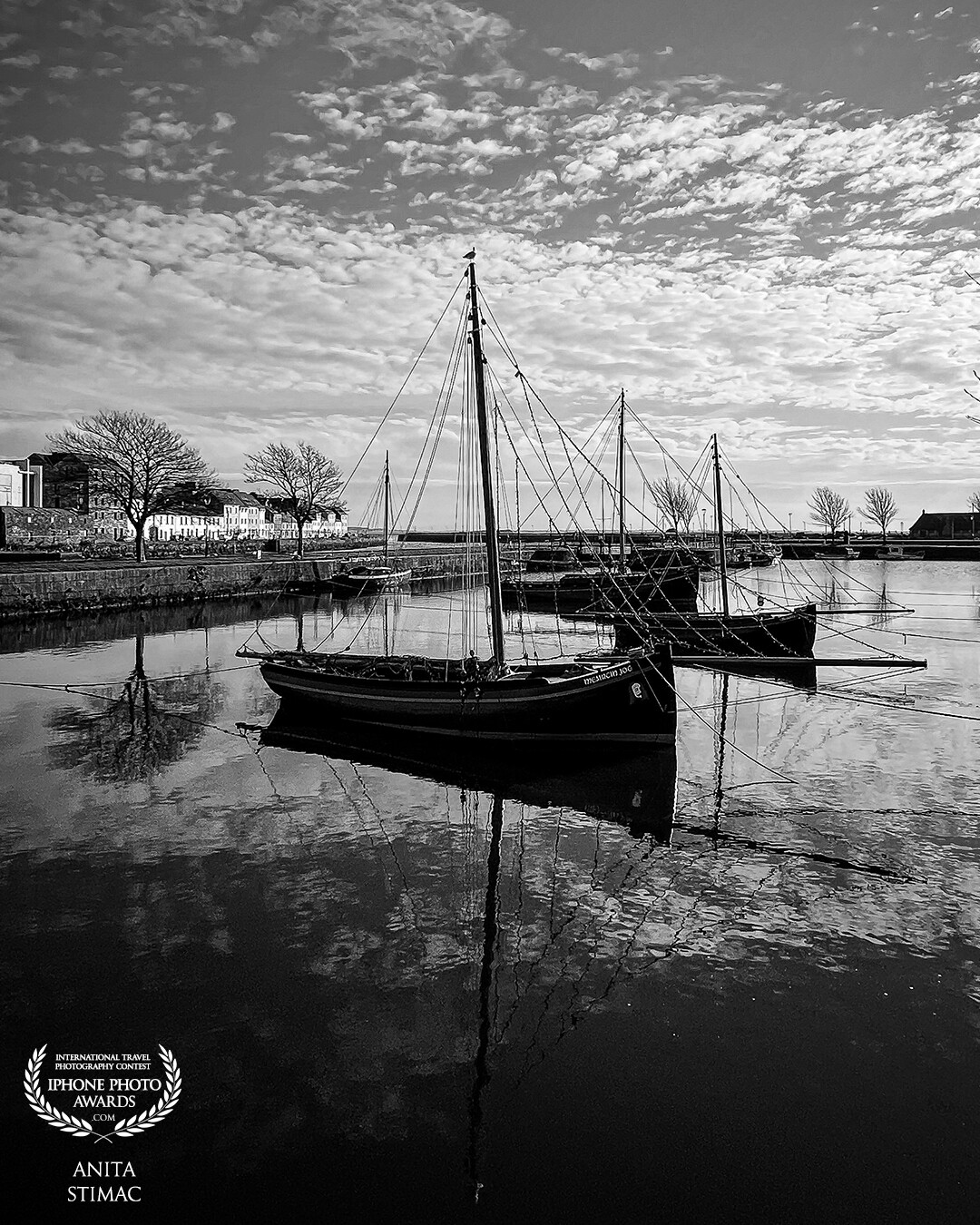 Galway Monochrome: Traditional boats in black and white.