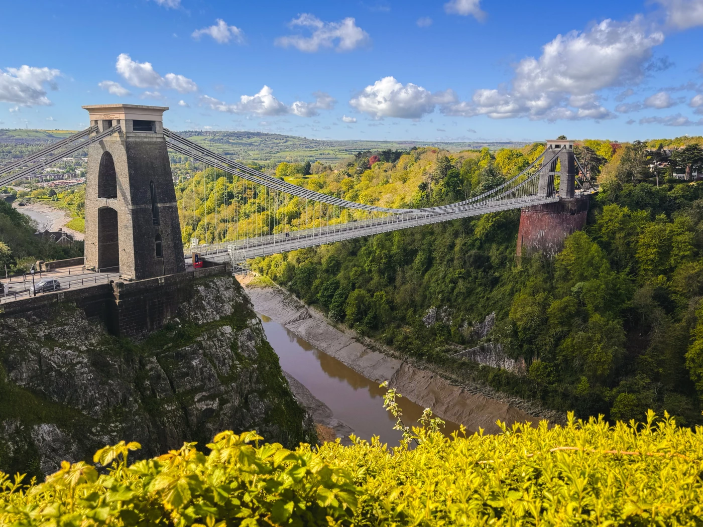 Iconic Clifton Suspension Bridge, Bristol, England… viewed from the Observatory.