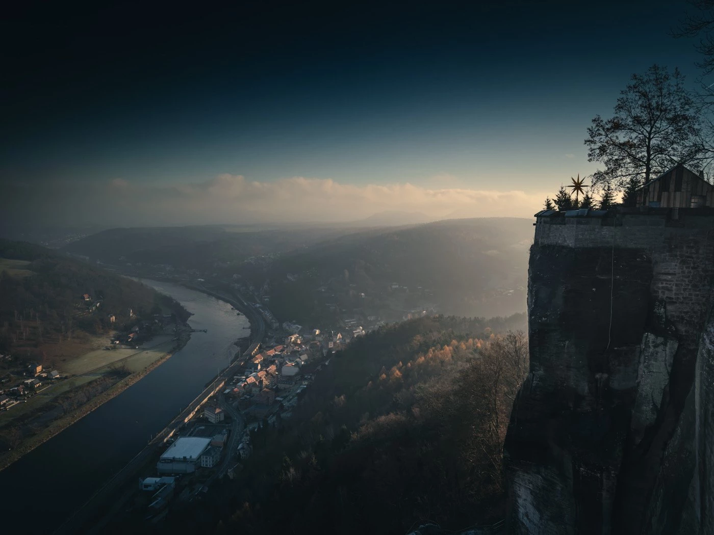 That is the Elbe Valley seen from the Koenigstein Fortress in the Saxonian Switzerland in December 2...