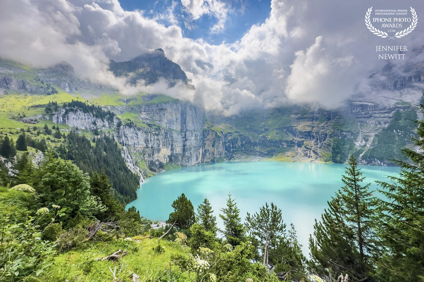 Jigsaw Puzzle Shot <br />
After completing a jigsaw puzzle of Lake Oeschinen, Switzerland, we vowed to get to the spot where the jigsaw puzzle photo was taken and we did!